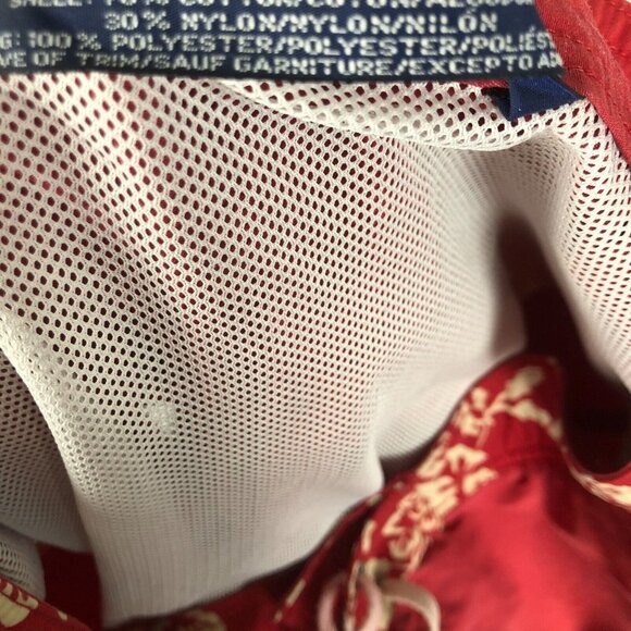 2003 Y2K Vintage Mens Tommy Hilfiger Nylon Red Hawaiian Board Shorts Size M - Picture 4 of 6